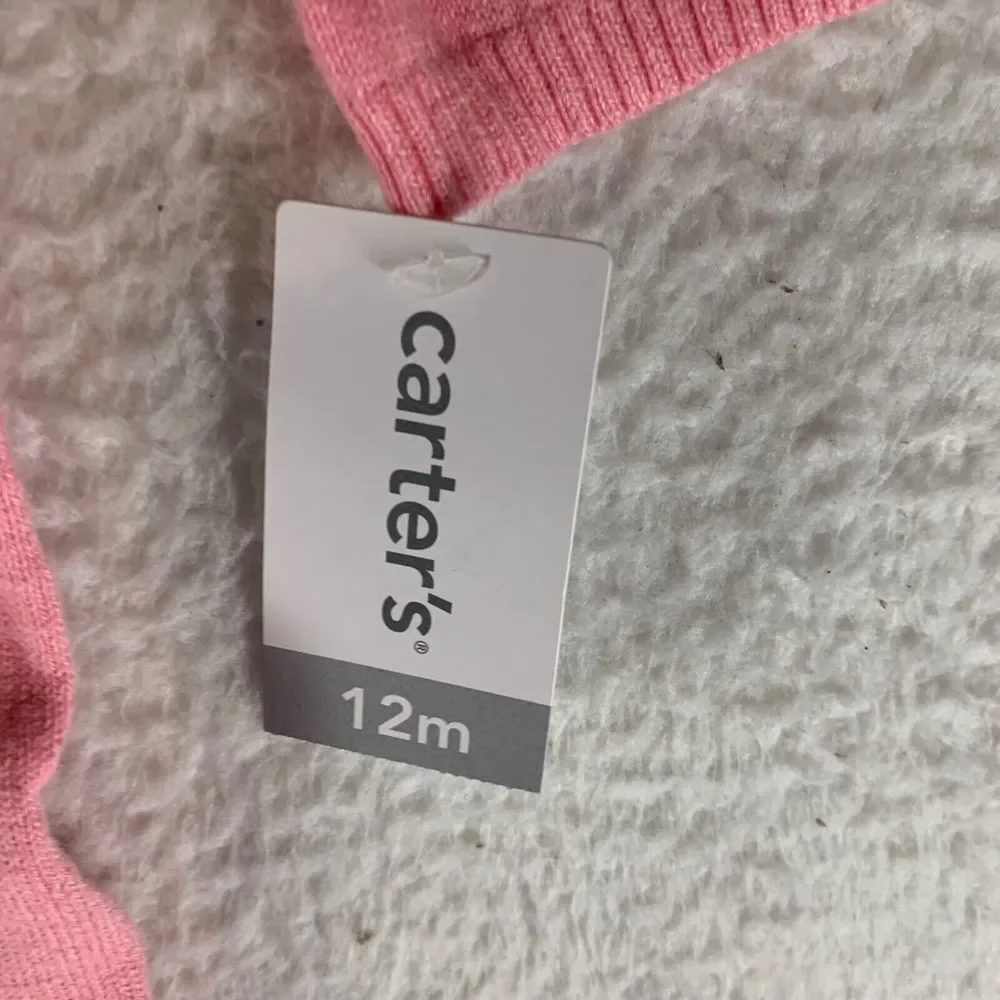 Carter's Baby Girls‎ Pink Bear Sweater Knit Jumpsuit Size 12 Months NWT